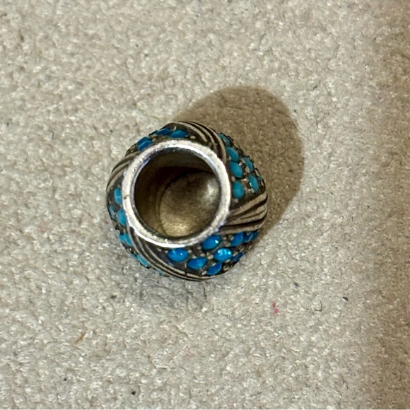 Brighton Americana turquoise bead Swirls of crystals & silver Retired - Picture 4 of 7